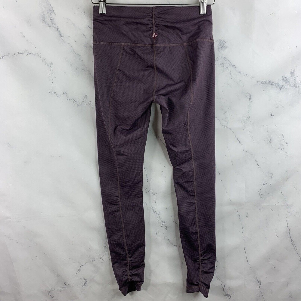 prAna Women's Purple Cinched Ankles Waist Leggings Size Small Stretch Mid Rise